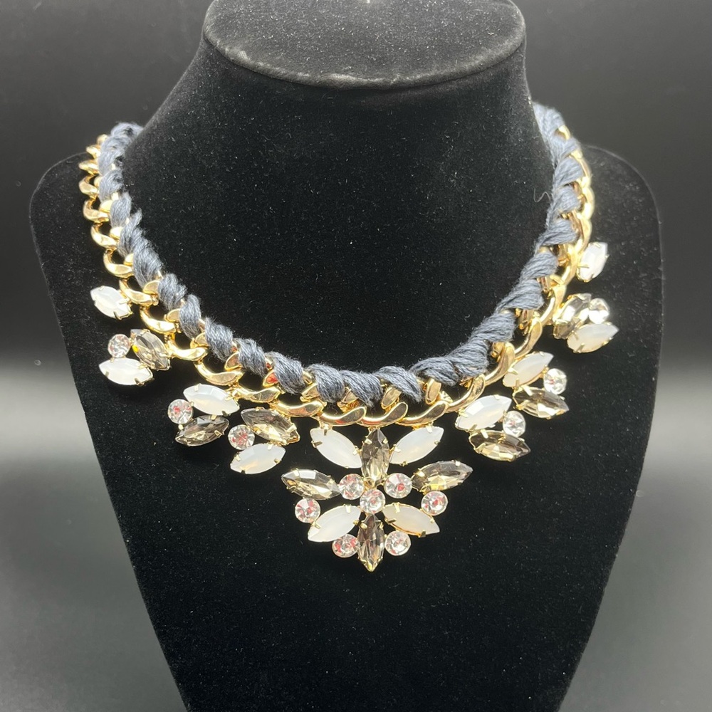 Vivi Love Gold W/ Navy threaded Necklace